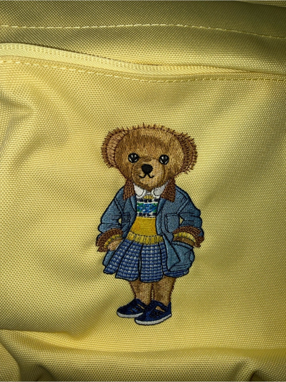 🆕 Polo Ralph Lauren Polo Bear Backpack Yellow Resort Gold Canvas Laptop Bookbag - Picture 4 of 7